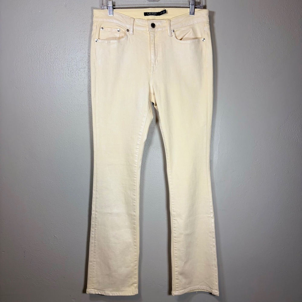 Lauren Ralph Lauren Petite Yellow Metallic Pearlized Bootcut Jeans Size 10P